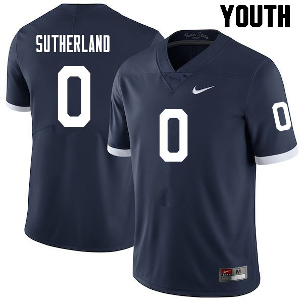 Youth #0 Jonathan Sutherland Penn State Nittany Lions College Football Jerseys Sale-Retro - Click Image to Close